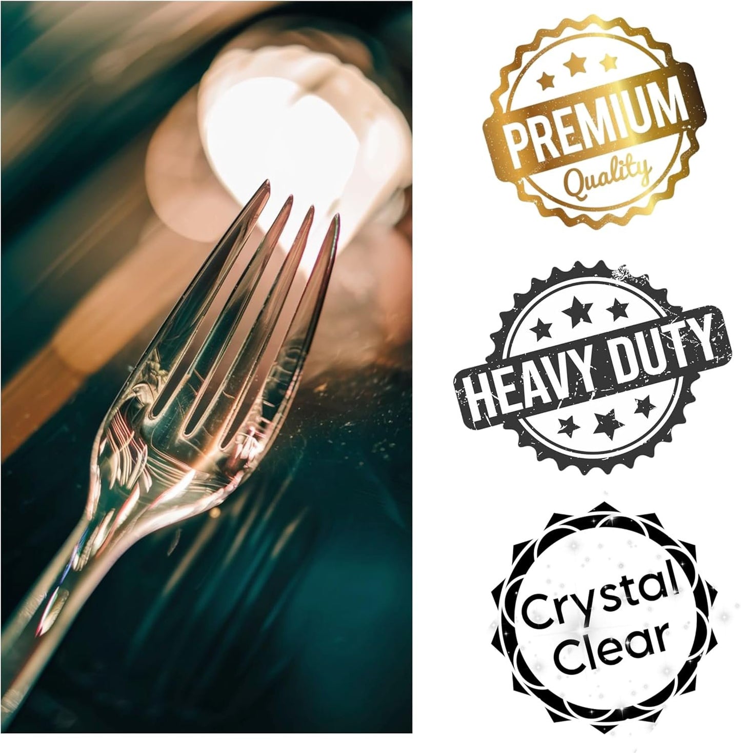 Extra Large 6.4-Inch 120 Count Heavy Duty Clear Plastic Silverware, 40 Forks, 40 Spoons, 40 Knives, Heat Resistant, Plastic Cutlery Set, Disposable Silverware, Spoon Fork Knife, Plastic Utensils Set
