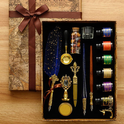 Joyeee Quill Writing Pen Ink Stationery Set, Classic Antique Pens Set with 18 Nibs, Idea for Beginners Artists Drawing, Arts Crafts Signatures, Decoration, Women Gift Selection Calligraphy Kits #87