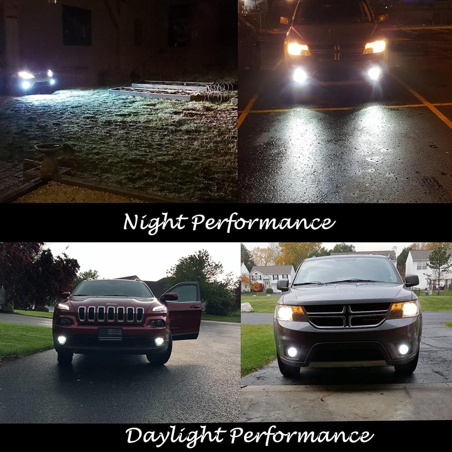 Alla Lighting Bright 5201 DRL PS19W 5202 LED Fog Lights Bulbs PS24WFF 12085C1, 6000K Xenon White Fog Lamps Replacement 3200 Lumens Upgrade