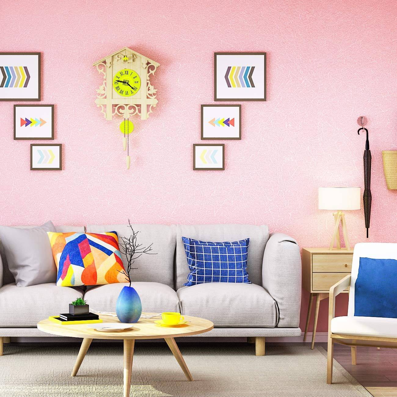 Livelynine 40CMX5M Pink Wall Sticker Children's Bedroom Wallpaper Roll Paper Roll Modern Wall Cards for Children Furniture Girl Wall Decoration