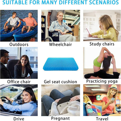 Gel Seat Cushion, ZIKO Ergonomic Design Egg Seat Cushion Wheelchair Cushion with Breathable Non-Slip Cover for Back Sciatica Pain Relief Long-Sitting Seat Cushion for Office Chair Car Wheelchair