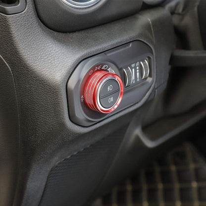Voodonala Air Conditioner Headlight Center Consoles Switch Knob Cover Trim for 2018-2025+ Jeep Wrangler JL JLU Gladiator JT 4XE Interior Accessories, Red Aluminum Alloy 4pcs