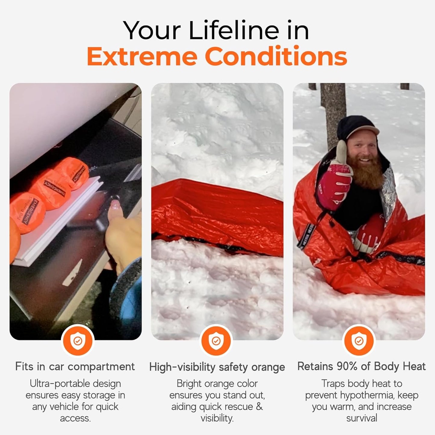 Sierra Madre Emergency Sleeping Bag – Ultralight, Waterproof Mylar Thermal Bivy Sack Tent for Hiking, Bug-Out Bags, Survival Kits – Emergency Survival Space Blanket for Heat Retention 5 Pack