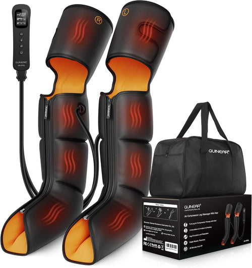 QUINEAR Leg Massager, 3-in-1 Foot Calf & Thigh Massager with Heat and Compression Therapy, Leg Massage Boots for Swollen Legs, Edema, RLS Pain Relief