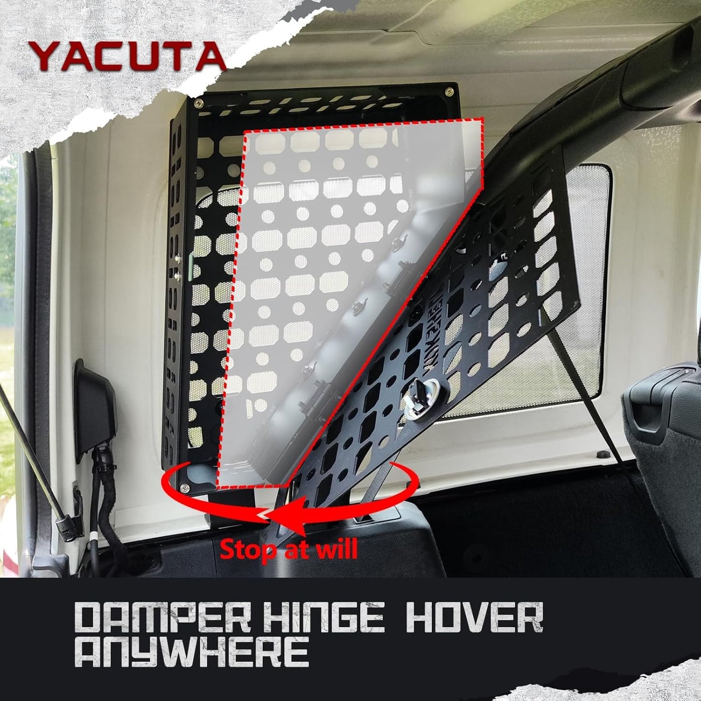 YACUTA Roll bar storage box/Rear Trunk Side Storage Box for 2018-2024 Wrangler JL JLU 4-Door|Metal material|1PCs(Drive side).