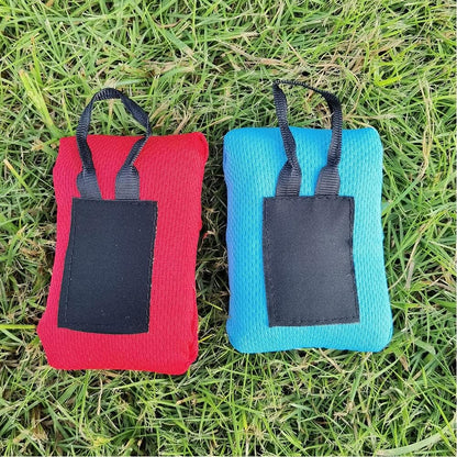 2PCS Mini Pocket Picnic Blanket Red + Blue Durable Lightweight Waterproof Sand Proof Beach Camping Travel Mat with Portable Bag for Outdoors Activities (70 * 110cm)