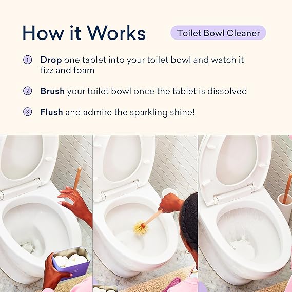 BLUELAND Toilet Bowl Cleaner Tablets, Starter Set, 14 Count with Tin, Lemon Cedar, Plastic-Free, No Harsh Chemicals, Plant-Based