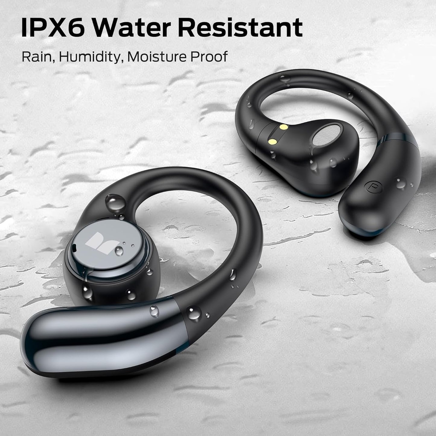 Monster Open Ear AC336 Headphones, Bluetooth 6.0 Wireless Earbuds with Stereo Sound, ENC Clear Call, 21H Playtime, Type-C Charging, Touch Control, IPX6 Waterproof Open Ear Earbuds for Sports Fitness