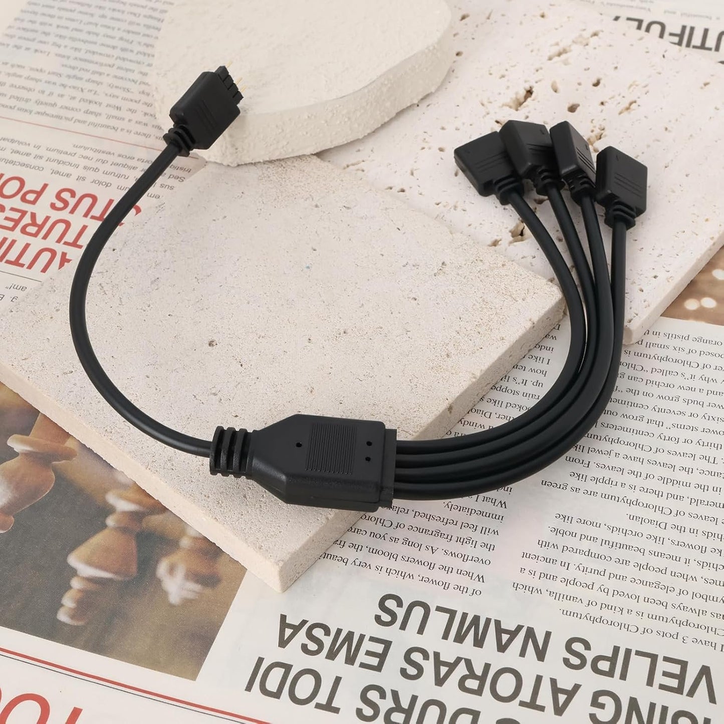 eMagTech 2Pcs Cable ARGB 3Pin 1 to 4 Female to Male Splitter Cable for Water Cooling Radiator Computer Case CPU Radiator Case Fan 5V 33cm