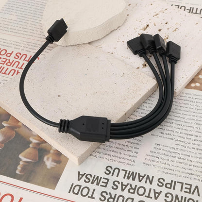 eMagTech 2Pcs Cable ARGB 3Pin 1 to 4 Female to Male Splitter Cable for Water Cooling Radiator Computer Case CPU Radiator Case Fan 5V 33cm