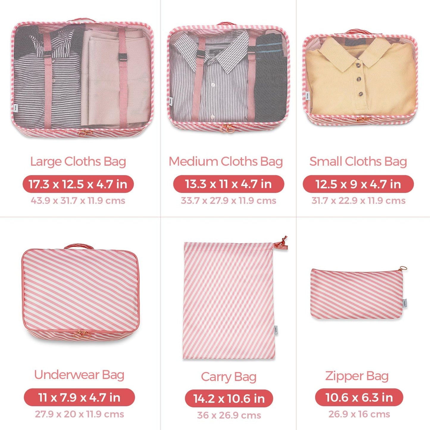 Travel Packing Cubes - 6 Piece Set Luggage Packing Organizers and Compression Packing Cube System for Travel with Shoe Bag Pouch Accessories to Organize Your Clothes Suitcase or Carry-On