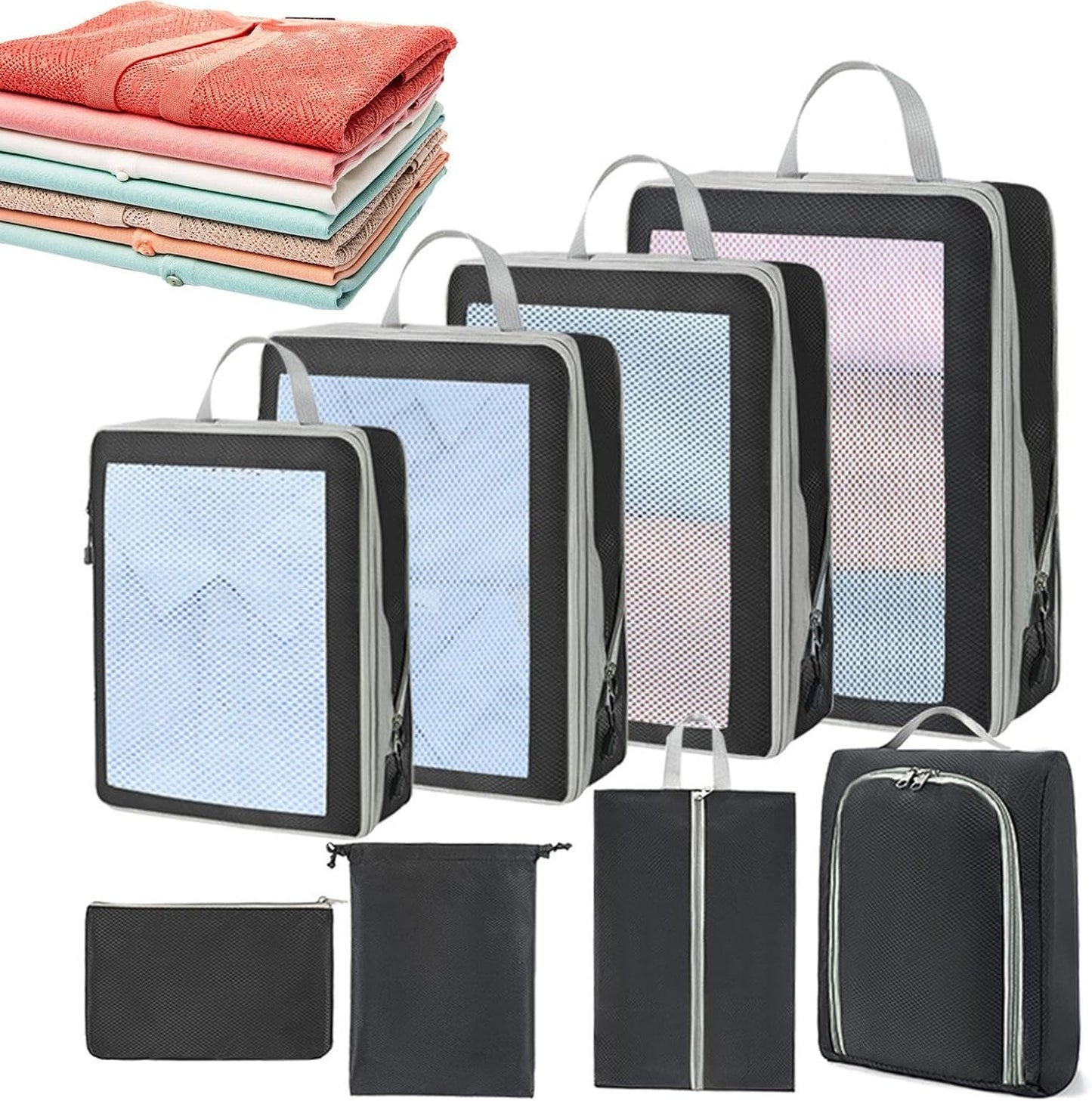 Packing Bags for Suitcase | Set of 8 Waterproof Storage Packing Suitcase Bags,Moving House Organization Clothing Containers for Attic, Closets