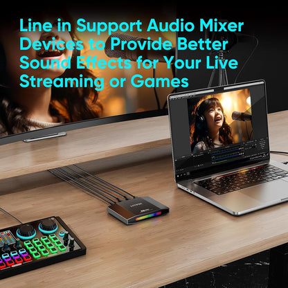 4K 60fps HDMI Video Game Capture and Passthrough Support HDR & VRR,1080P 120fps Capture for Games Console Live Streaming and Video Recording in 4K