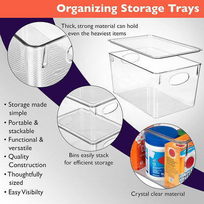 ClearSpace Clear Plastic Storage Bins With lids – Perfect Kitchen Organization or Pantry Storage – Fridge Organizer, Cabinet Organizers, Home Organization - 4 Pack