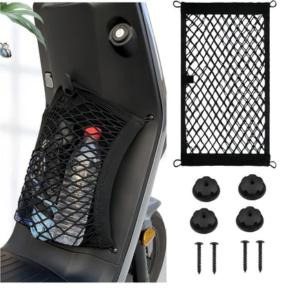 Ai-OUMLEEF Pack of 2 Car Luggage Net,Double Layer Elastic Storage Net,Stretchable Small Cargo Net,for Trunk Boats Home Storage Stretchable Mesh Pocket Net with 8 Mounting Screws and Hooks(25 x 45 cm)