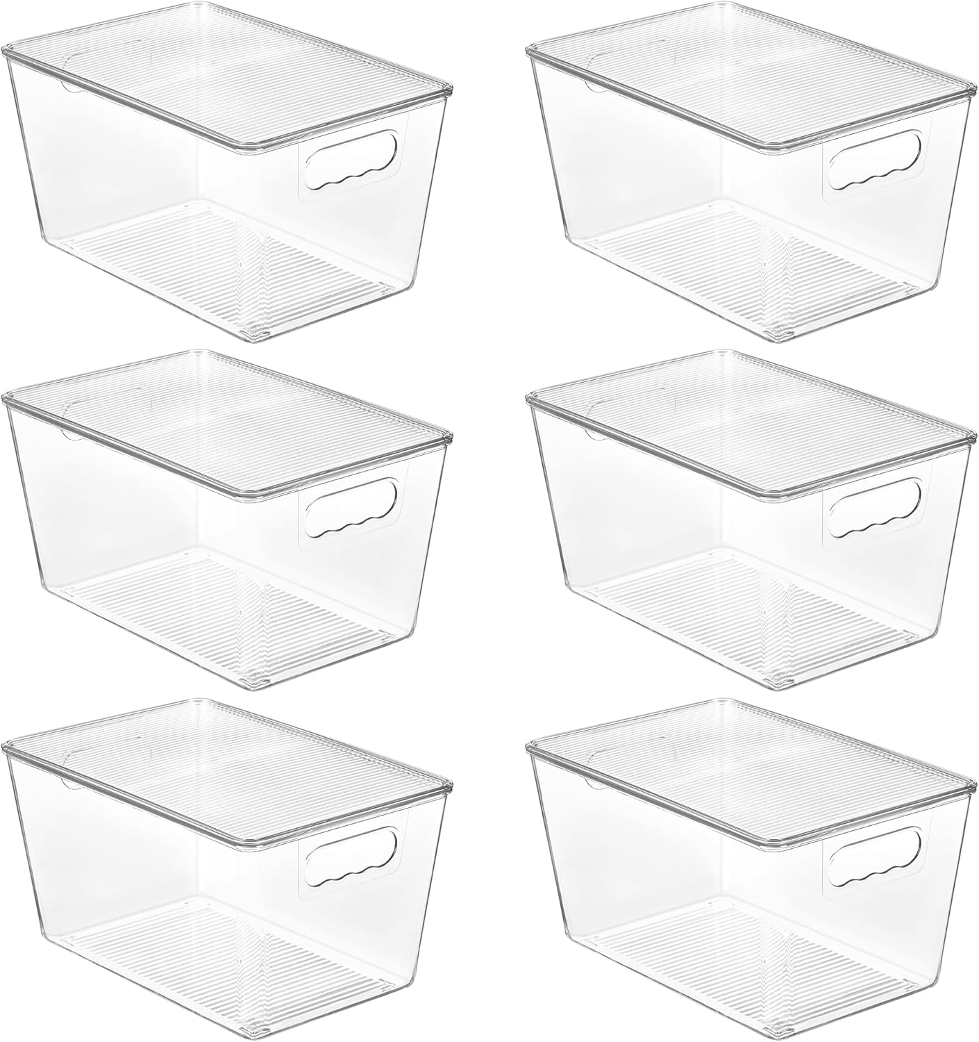 Vtopmart 6 Pack Clear Stackable Storage Bins with Lids, Large Plastic Containers with Handle for Pantry Organizer,Perfect for Bathroom,Cabinet,Kitchen,Fridge,Closet Organization