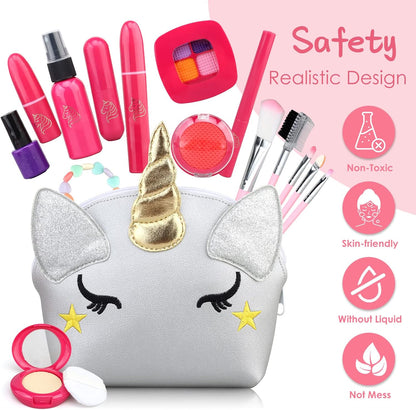 Woumserta Pretend Makeup for Toddlers, Fake Makeup for Kids, 26 Pack Play Makeup Toys for Little Girls Age 2 3 4 Christmas Birthday Gift