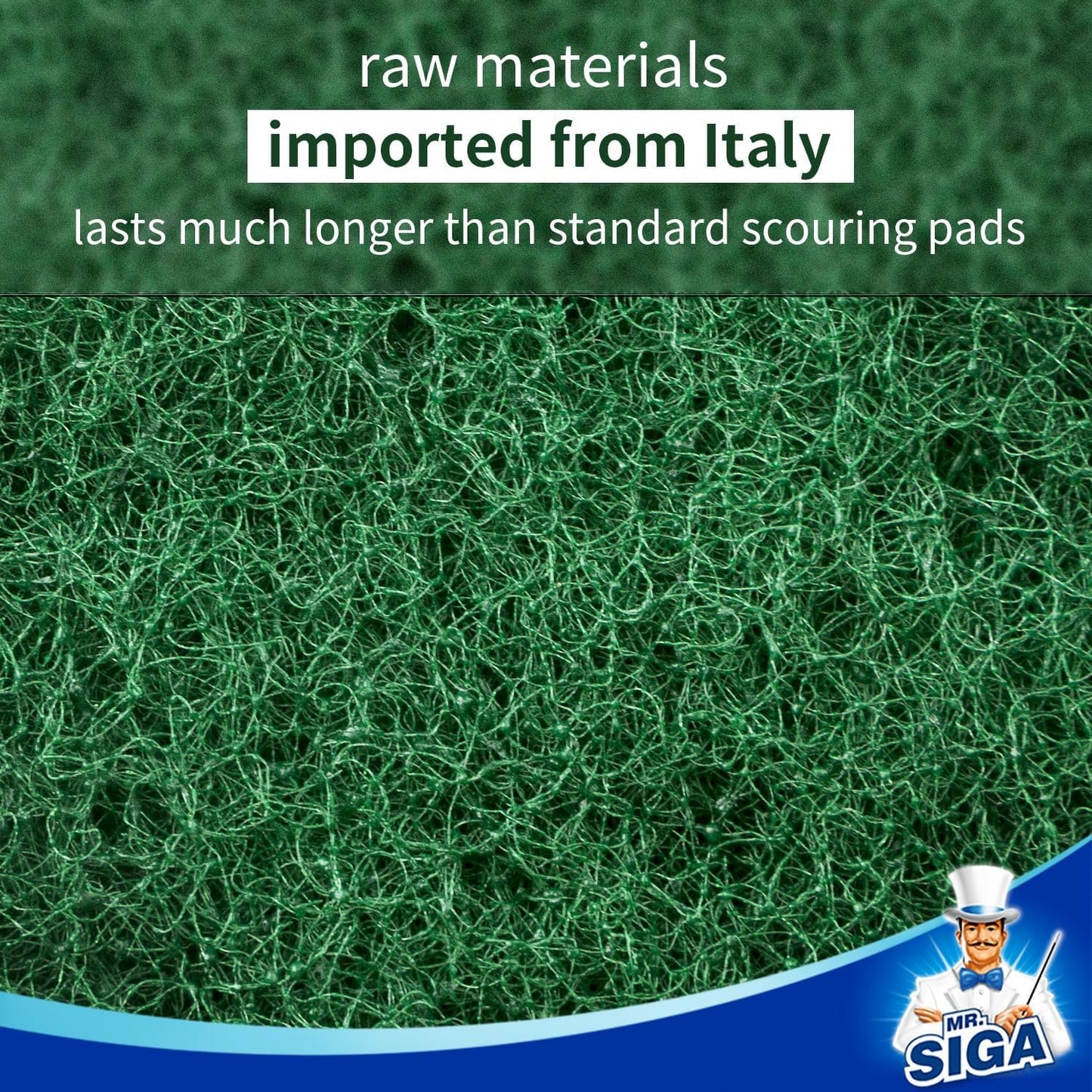 MR.SIGA Heavy Duty Scouring Pads, Household Scrubber for Kitchen, Sink, Dish, 24-Pack, 3.9 x 5.9 inch (10 x 15 cm), Green