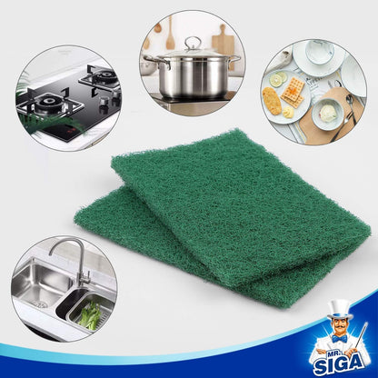 MR.SIGA Heavy Duty Scouring Pads, Household Scrubber for Kitchen, Sink, Dish, 24-Pack, 3.9 x 5.9 inch (10 x 15 cm), Green