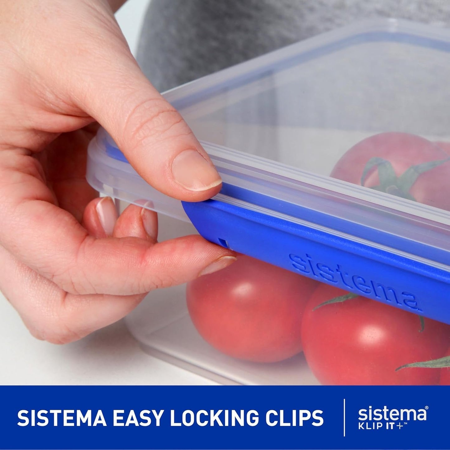 Sistema KLIP IT Food Storage Container | 5 L | Stackable Food Prep Container with Lid | BPA-Free | Blue Clips | 1 Count