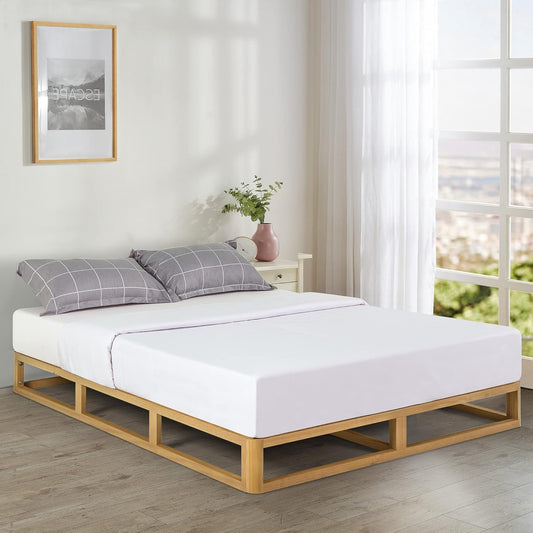 Zinus Industrial Pine Wood Double Bed Frame | Low Bed Base Mattress Foundation - Natural 20cm / Mattress Foundation/Bedroom Furniture, (AU-WDBF-8D)