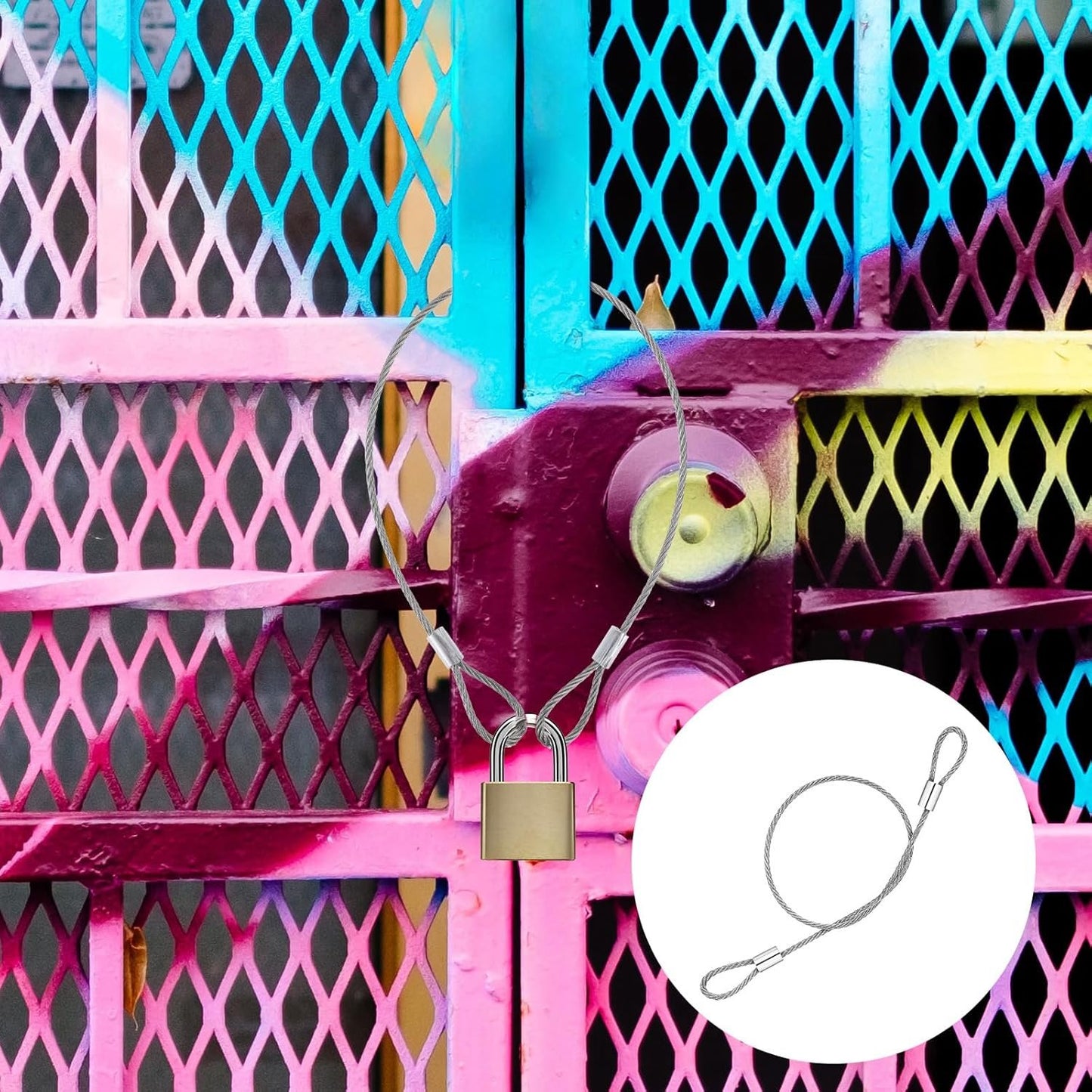 31cm 15mm Outdoor Anti Theft Luggage Lock 5 Pack Travel Security Cable Lock Safety Cable Braided Steel Coated Wire Flexible Steel Cables Wire Rope with Double Loop Fit for Padlock Disc Locks