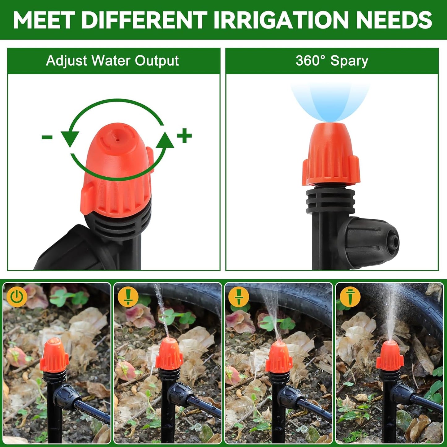50 pezzi 1/4" Gocciolatori Irrigazione Goccia, Kalolary Anti Goccia Bloccato Parti Spruzzatore Irrigazione Goccia Tubi 4/7 mm Gocciolatori Nebulizzazione Micro Spray Regolabili con Blocco (Arancione)