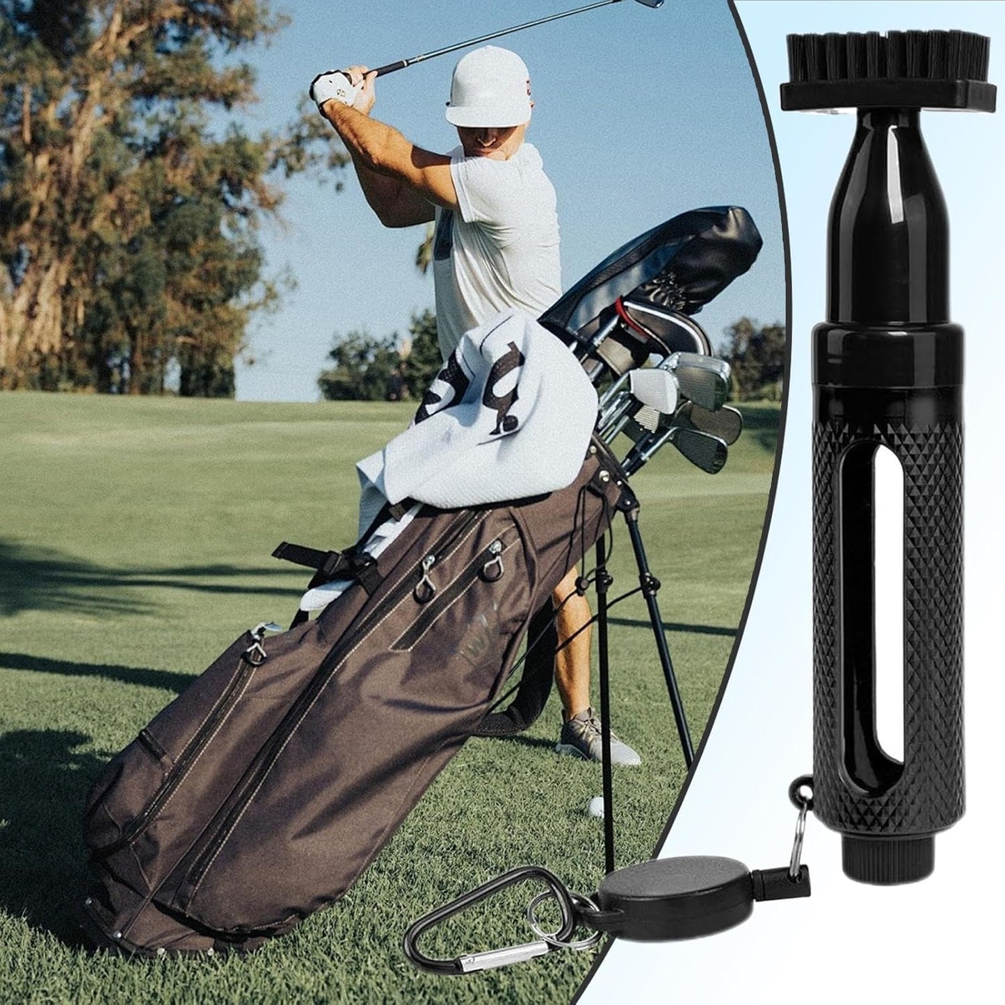 Golf Club Cleaner, Portable Brush, Multifunctional Cleaning Tool, ABS Waterproof Regripping Supplies, Essential for Practice Range and on-The-Go Maintenance, 20 x 4 cm