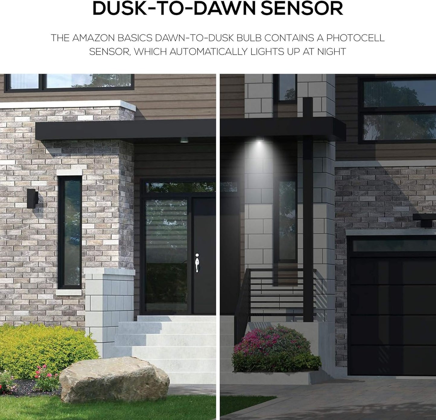 Amazon Basics A19 Dusk to Dawn Sensor LED Outdoor Light Bulb, 60W Equivalent, Energy-Efficient 9W, Daylight 2700K, E26 Base, 10,000 Hours, 2 Count (Pack of 1)