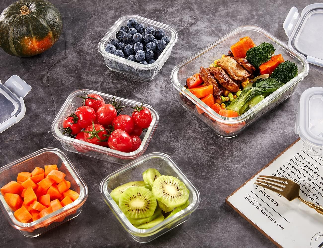 Glass Food Storage Containers with Lids Airtight, Glass Meal Prep Containers for Lunch Food Storage with Lids, 24 Pcs Glass Food Container Set-Leak Proof Microwave, Oven, Freezer and Dishwasher Safe