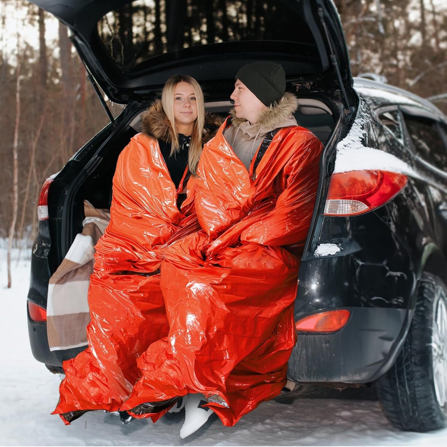 Noamus 6 Pack Emergency Survival Sleeping Bags, Thermal Bivy Sack Blanket, Lightweight Portable Nylon Sack with Whistle, Aluminized PE Survival Gear Supplies for Camping Hiking, Outdoor Adventure