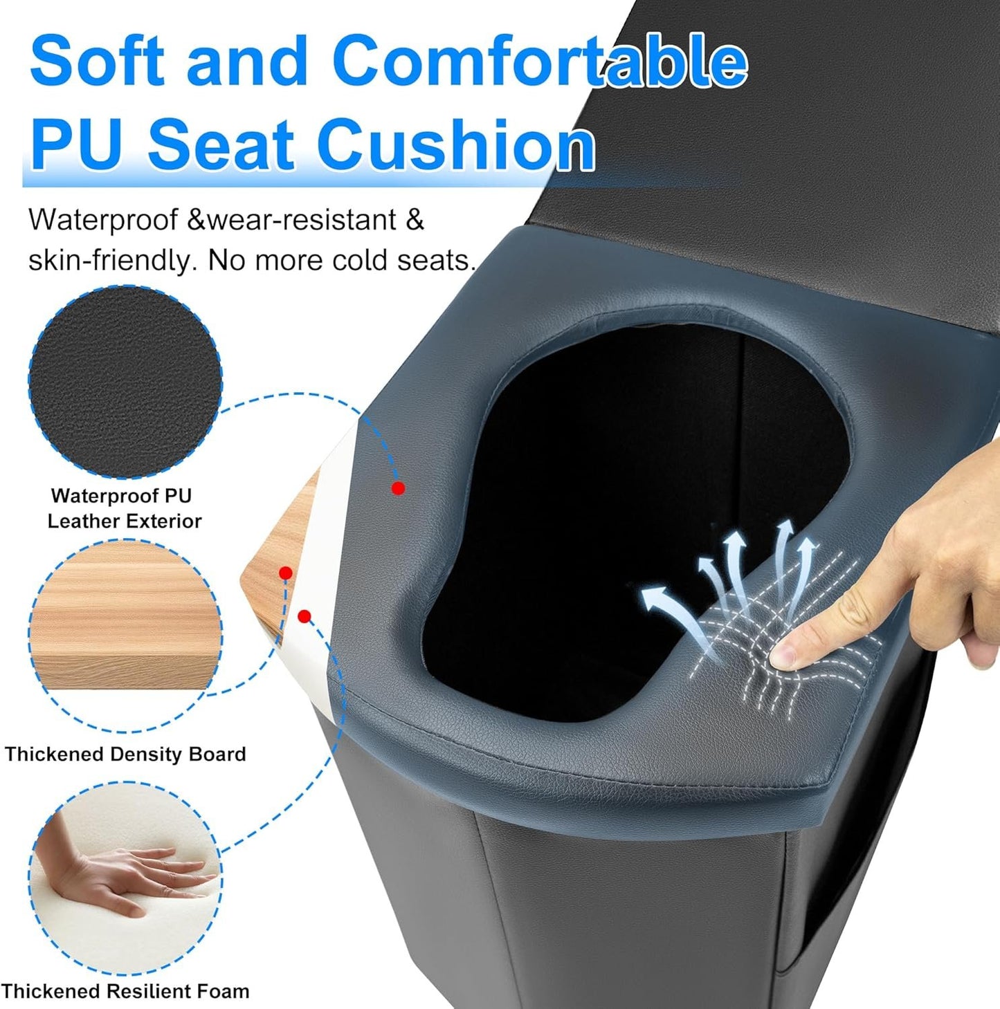 Brarvagur XXL Portable Toilet Camping for Adults,17.5" Foldable Extra Large Camping Toilet Portable, Portative Travel Toilet with Handbag for Hiking, Roadtrip, Trucks, Car, Boat, Tent and Beach