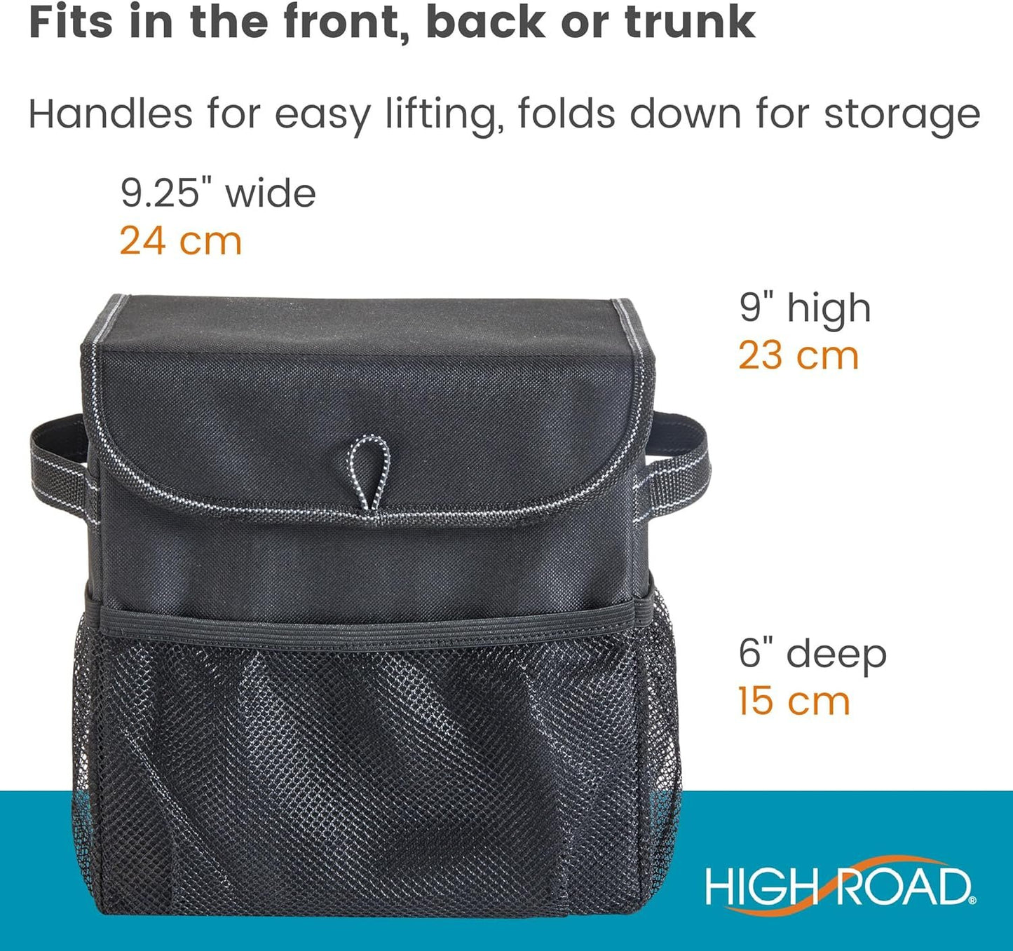 High Road Carganizer Car Storage Organizer with Lid - Multipurpose Small Car Storage Box, Back or Front Seat Organizer, Auto Console or Trunk Organizer - Univeral Fit in All Vehicles