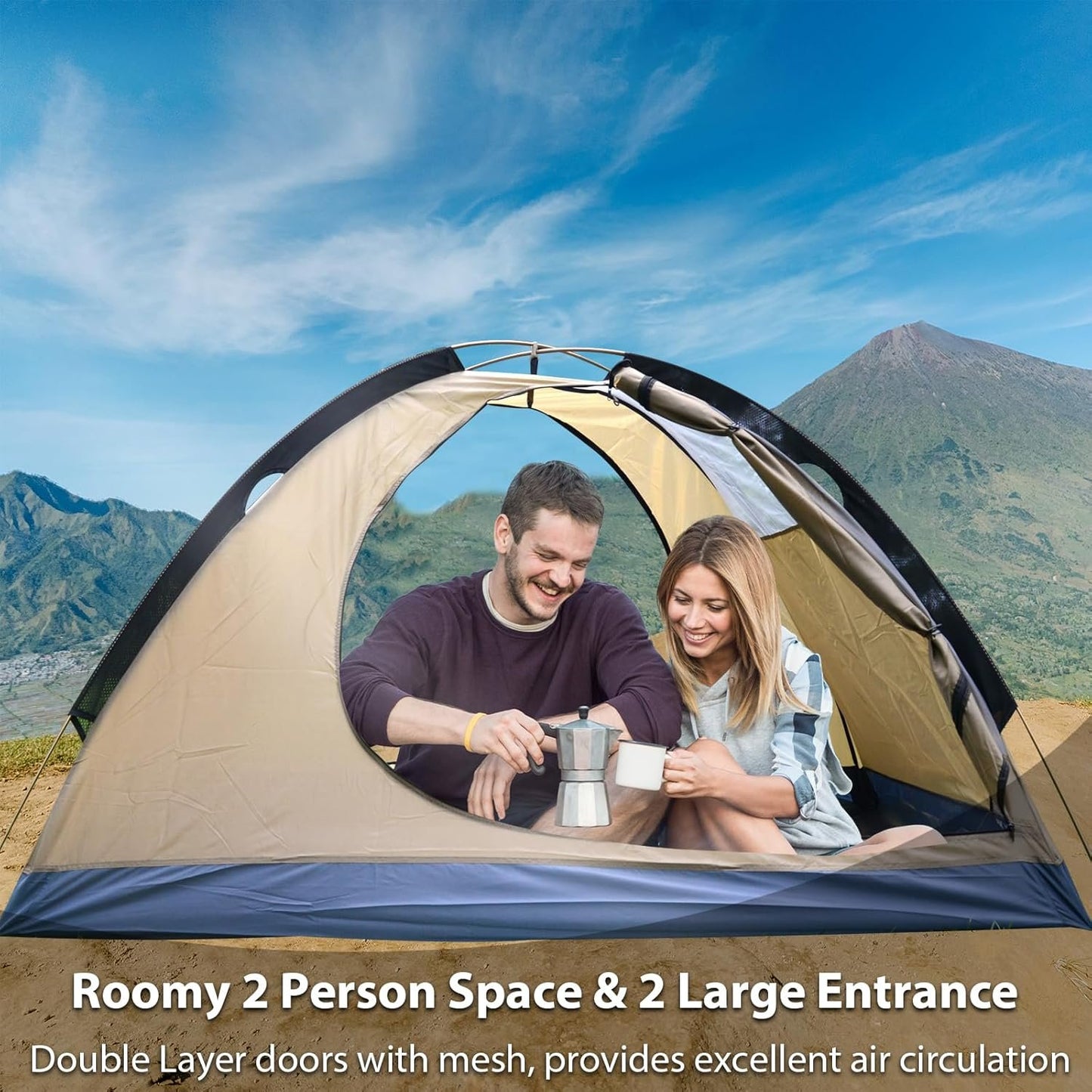 GEERTOP 2 Person 4 Season Backpacking Tent Waterproof Ultralight Camping Tent for 2 Man Double Layer All Weather Easy Setup Tents for Outdoor Survival, Hiking, Backpack Travel, Mountaineering