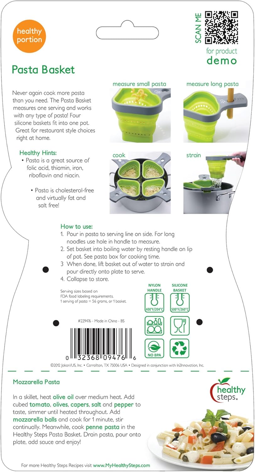 Pasta Portion Control Containers - Best Cooking Gadgets & Kitchen Tools, Use with Spaghetti or Other Pastas, Easy to Clean, Collapsible & Perfect Storage Size - Control Portions and Weight Loss