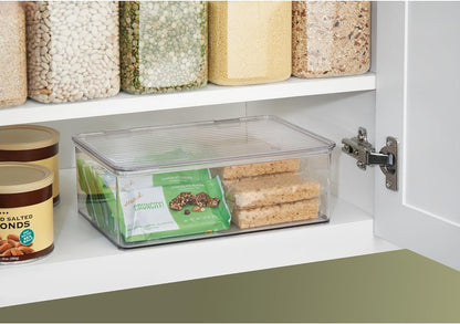 InterDesign Cabinet/Kitchen Binz Stackable Kitchen Storage Container, Extra Large Plastic Storage Boxes for The Kitchen, Clear