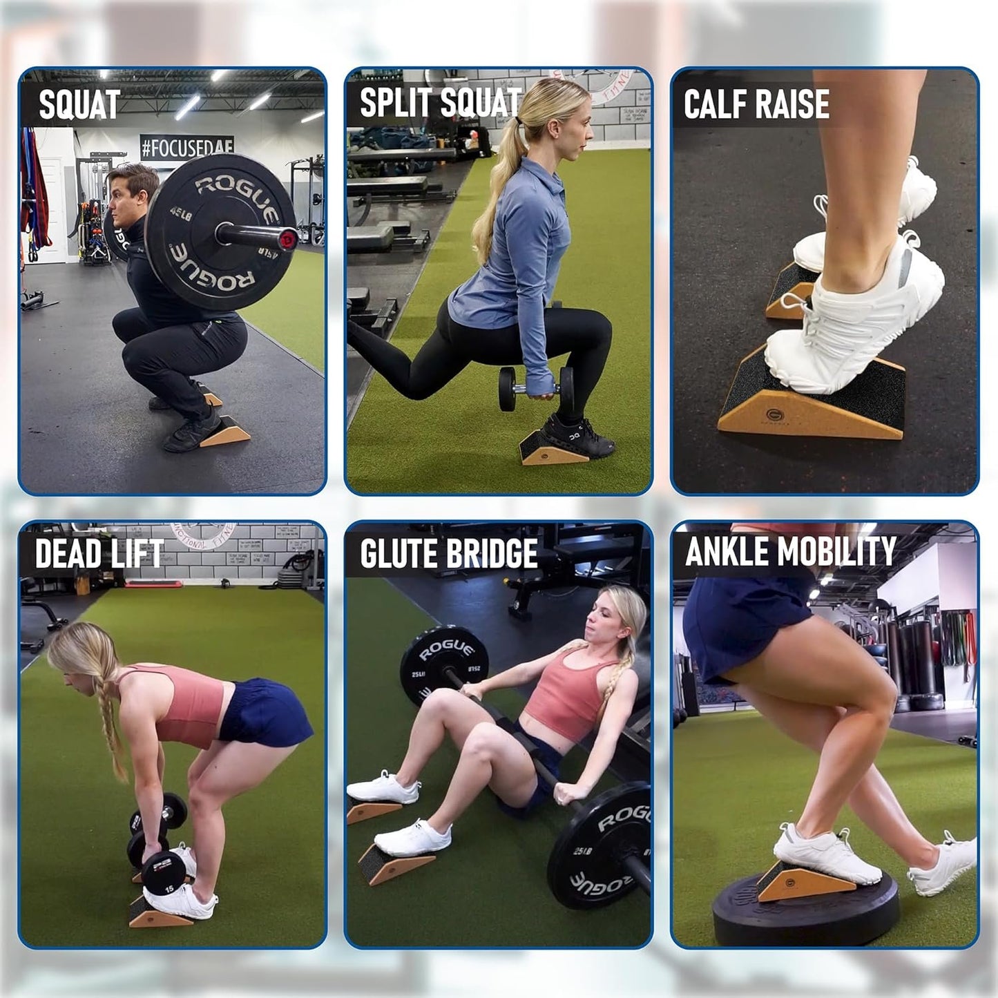 Gymkara Squat Wedge Block Cork 2 Pack - Non Slip Heel Elevated Squat Wedge and Calf Raise Block - Slant Board for Squats to Avoid Muscle Strain and Optimize Squat Form