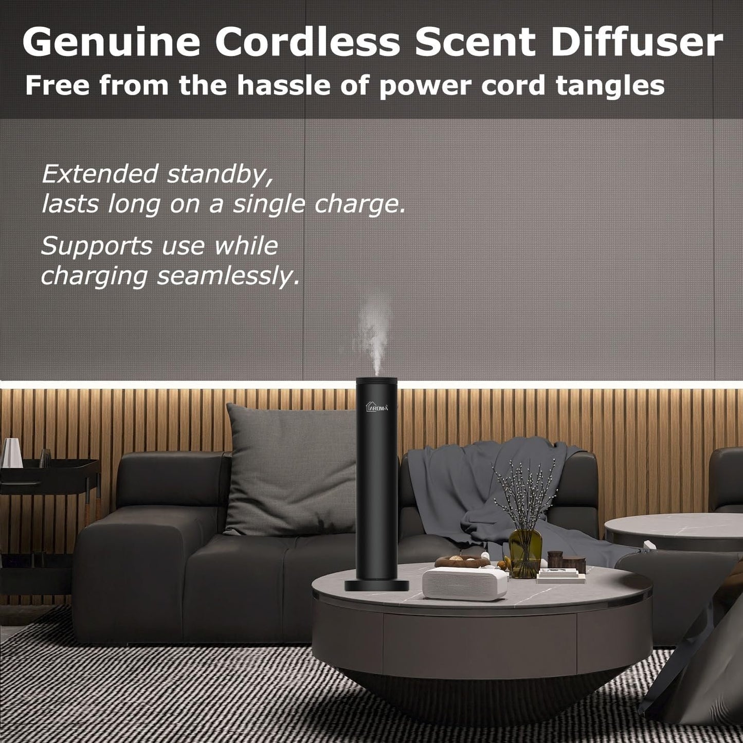 2025 Upgraded Wireless Rechargeable Diffuser - Whole House Hotel Odor Diffuser, Odor Air Machine - Bluetooth Control - Waterless Essential Oil Diffuser for Large Room,
