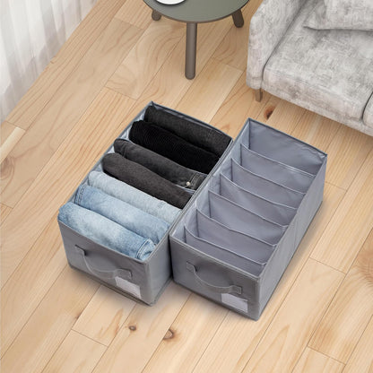 Augfox Set of 2 Wardrobe Organiser - Clothes Storage Box with Drawer Dividers, Perfect for Room Storage, Closet Organization, and Linen Storage (Dark Grey, 45x25x18cm)