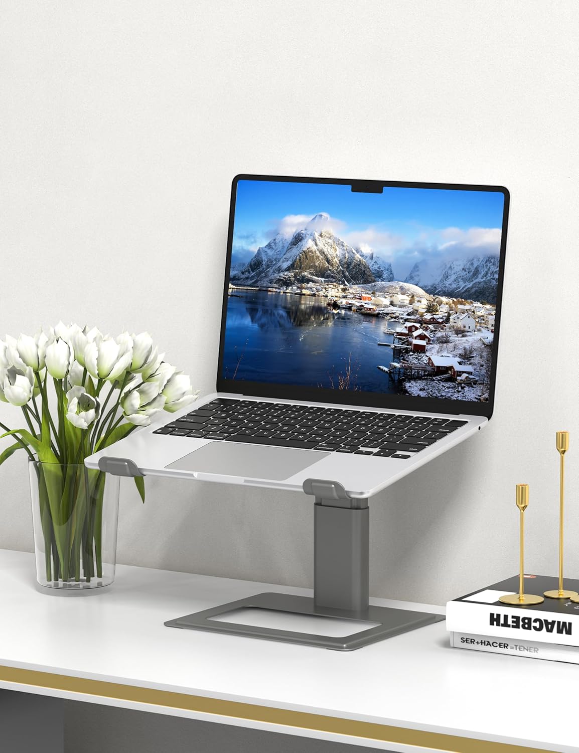 Soundance Adjustable Laptop Stand for Desk, Computer Stand, Ergonomic Laptop Riser Holder Compatible with 10 to 17.3 Inches Notebook PC Computer,Grey