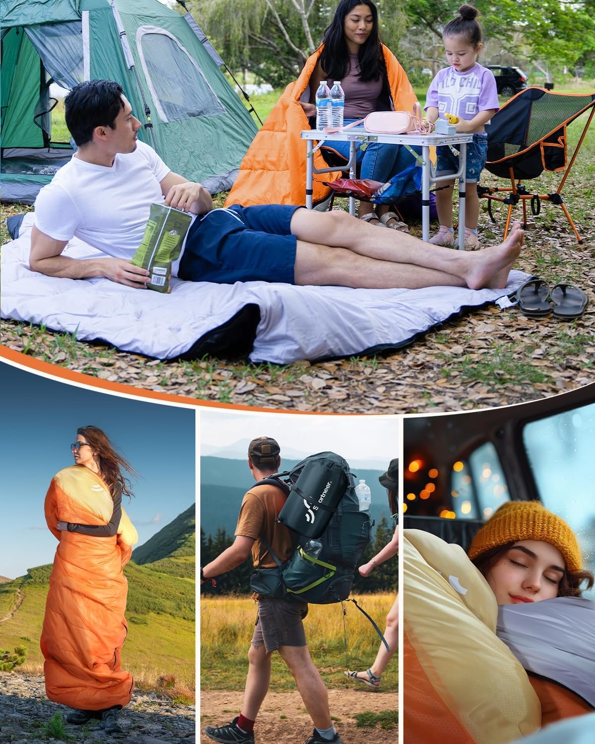 Sleeping Bag, Sportneer Sleeping Bags for Adults Kids 3 Seasons Warm Cold Weather Waterproof Lightweight Camping Sleeping Bag for Adults Kids Boys Girls Teens Camping Hiking Backpacking Outdoor Travel