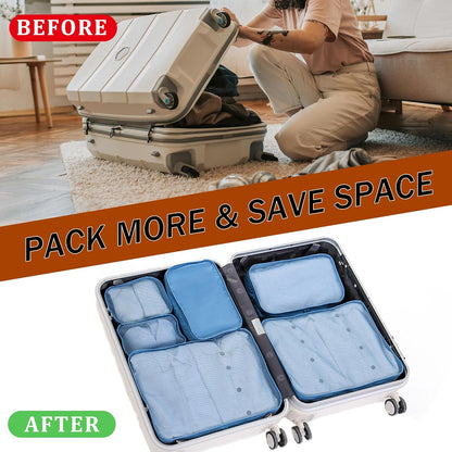 JOVALA Travel Packing Cubes 6 PCS Set Compression Cubes Luggage Suitcase Organisers Bags Pouch Clothing Sorting Packages Lightweight Travel Essentials (Beige)