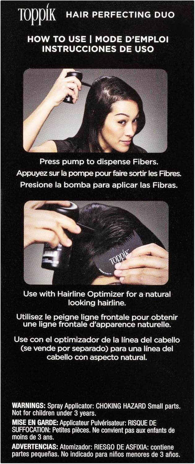 Toppik Hair Perfecting Duo - Hides Extension Tracks - Natural & Fuller Look - Organic Keratin - Easy to Apply - For Men & Women - Hairline Care - Hair Loss Products - Hairline Optimiser - 27.5g