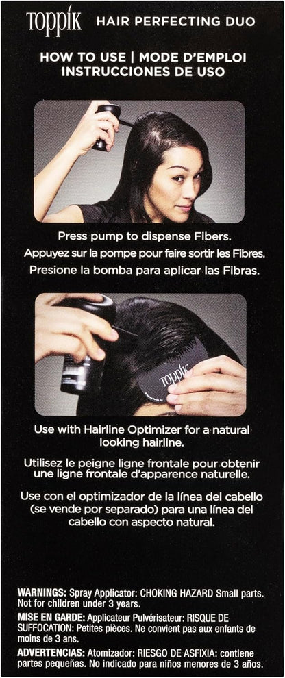 Toppik Hair Perfecting Duo - Hides Extension Tracks - Natural & Fuller Look - Organic Keratin - Easy to Apply - For Men & Women - Hairline Care - Hair Loss Products - Hairline Optimiser - 27.5g