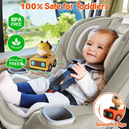 Press & Go Car Toy for Toddlers 1-3, Baby Animal Racing Cars, Infant Play Vehicle Set, Baby Push Go Friction Car Toys for 6-9-12-18 Months, 1st Birthday for 1-2 Years Old Boys