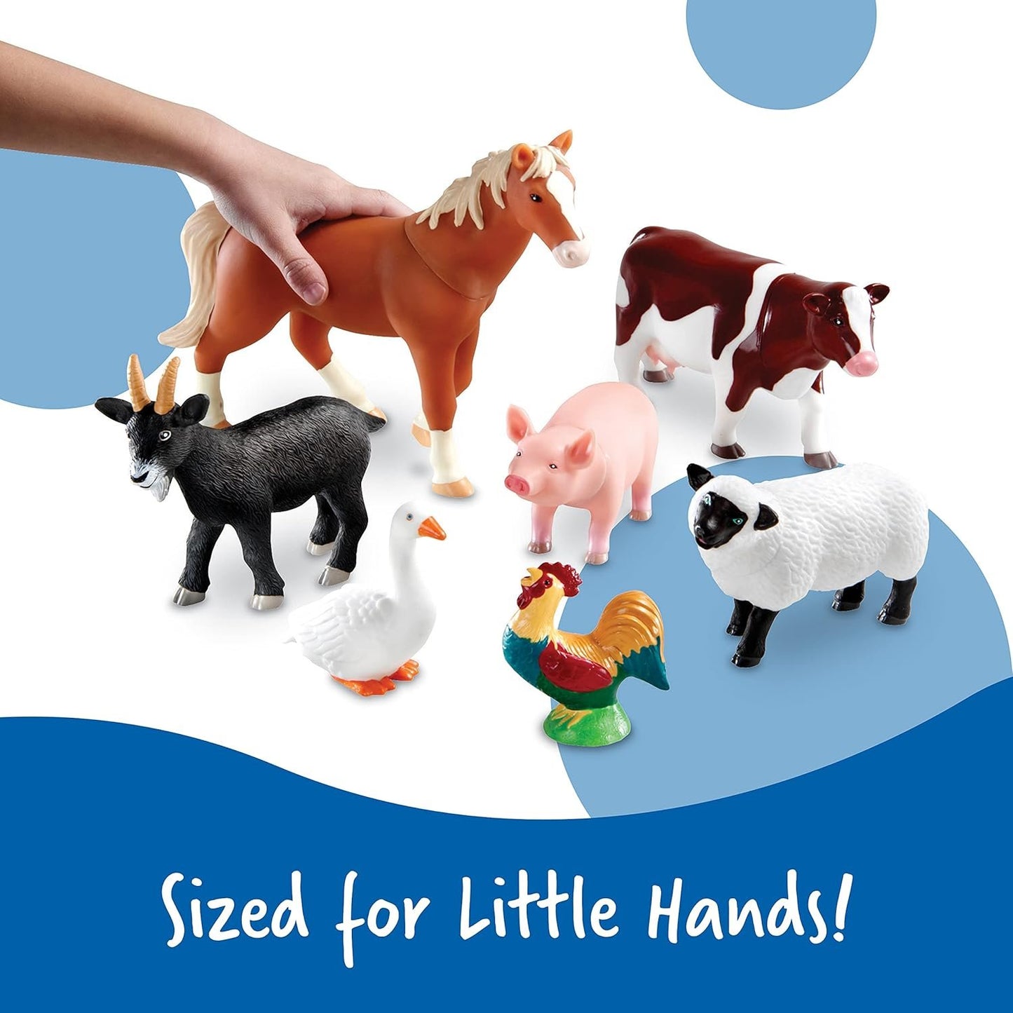 Learning Resources Jumbo Farm Animals - 7 Pieces, Ages 18+ Months Animal Toys for Toddlers, Farm Animals for Kids