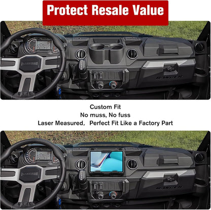 LitMiRaCle Electronic Device Tablet Phone Holder with Storage Box Organizer Tray, Mounts Tablet Mounts GPS Holder for 2018-2023 Polaris Ranger XP 1000 Accessories