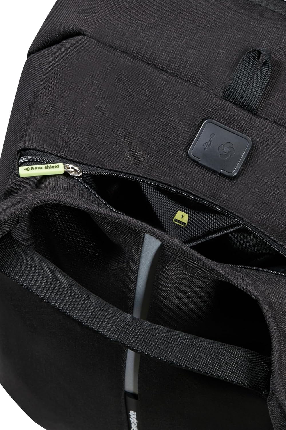 Samsonite Securipak Laptop Backpack, Black Steel, Travel Backpack 15.6" EXP