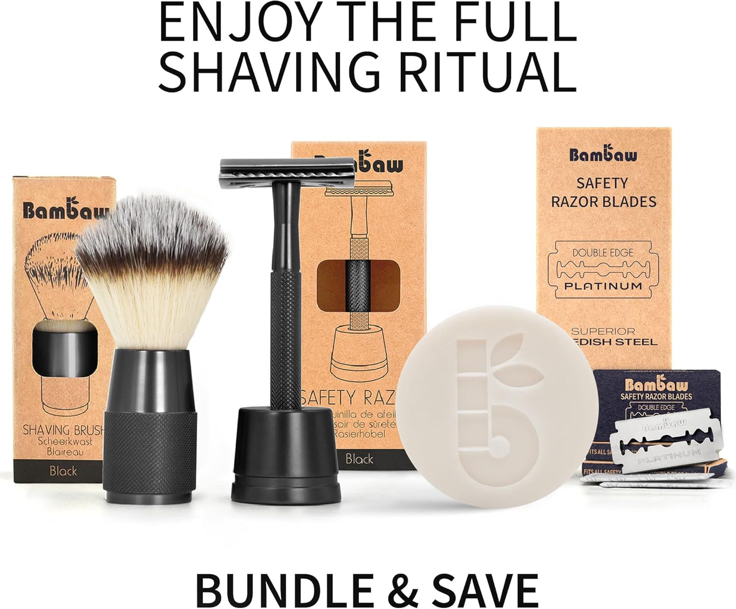 Bambaw Metal Safety Razor for Men | Mat Black Razor | Metal Shaver | Zero Waste Products | Reusable Razor | Waste Free Men’s Razor | Fits All Double Edge Razor Blades | Beard Razor | DE Safety Razor |
