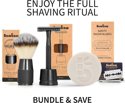 Bambaw Metal Safety Razor for Men | Mat Black Razor | Metal Shaver | Zero Waste Products | Reusable Razor | Waste Free Men’s Razor | Fits All Double Edge Razor Blades | Beard Razor | DE Safety Razor |